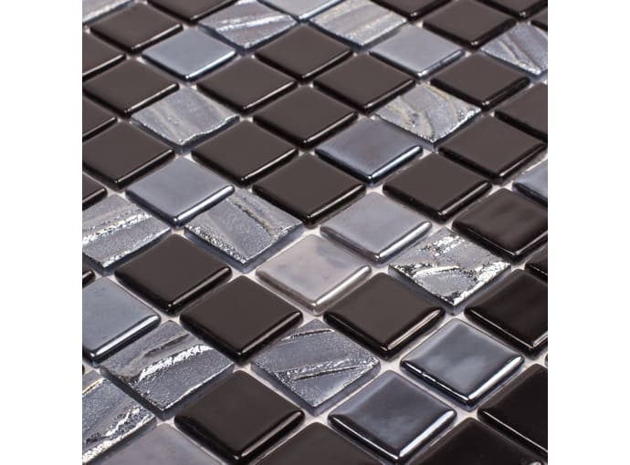 Astra Black мозаика стеклянная на сетке чип 25x25 317х317/4 Vidrepur